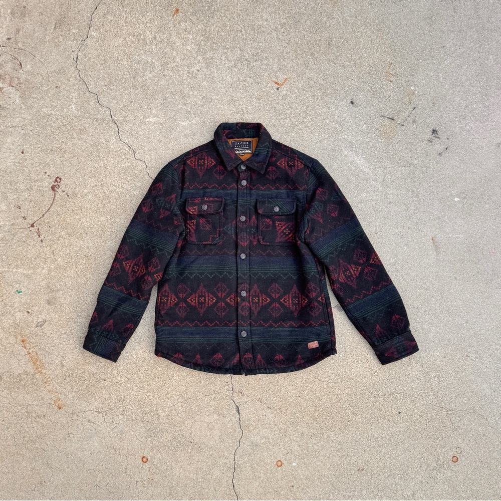 JACHS New York Aztec Sherpa Lined Jacket | Heavyweight Flannel Shirt Coat